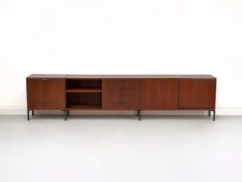 Pamono Modular Teak Sideboard with Dry Bar by Herbert Hirche for Holzäpfel, 1960s