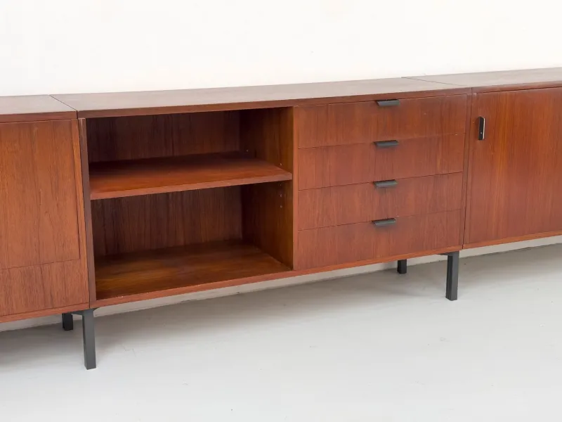 Pamono Modular Teak Sideboard with Dry Bar by Herbert Hirche for Holzäpfel, 1960s