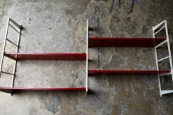 Best Pamono Modular Wall Shelf in Red and White, 1970s