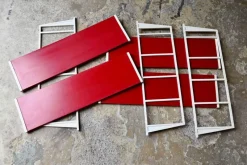 Best Pamono Modular Wall Shelf in Red and White, 1970s