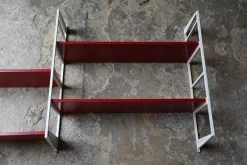 Best Pamono Modular Wall Shelf in Red and White, 1970s