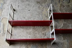 Best Pamono Modular Wall Shelf in Red and White, 1970s