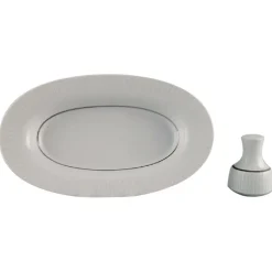 Pamono Modulation Salt Shaker & Dish in Porcelain by Tapio Wirkkala for Rosenthal, Set of 2> Salt & Pepper Shakers