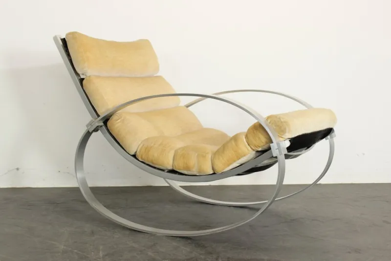 Pamono Mohair Rocking Chair from Hans Kaufeld> Rocking Chairs