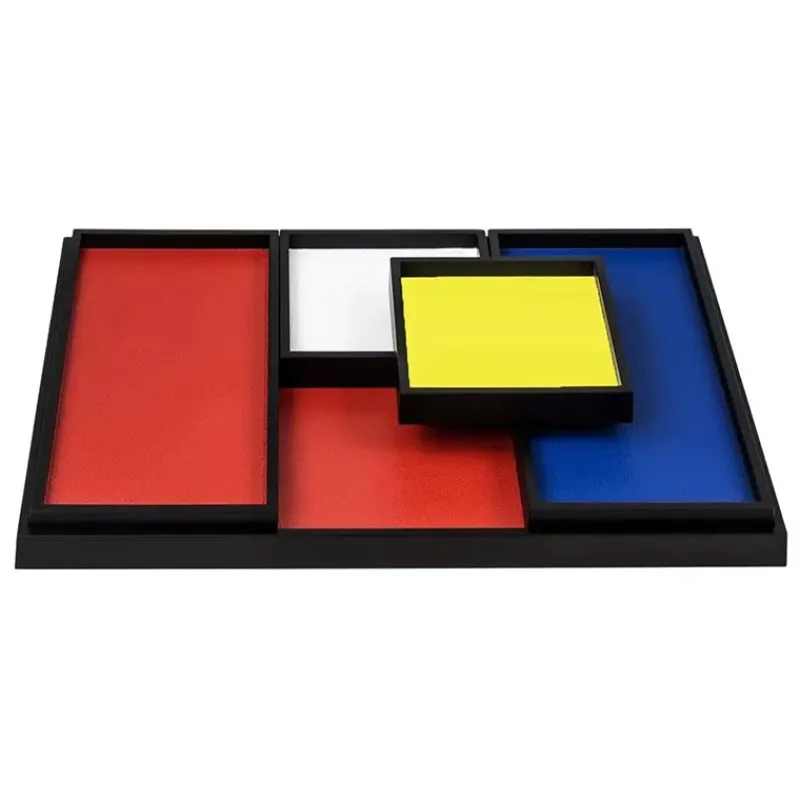 Pamono Mondrian Trays from Pacific Compagnie Collection, Set of 5> Decorative Objects