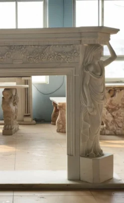Outlet Pamono Monumental Neoclassical Hand-Carved Marble Fireplace Mantle