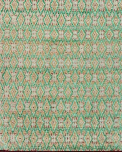 Pamono Moroccan Style Rug in Green and Gold Diamond Patterns from R&K Principal Jahanshah Nazmiyal> Carpets & Textiles|Carpets & Textiles