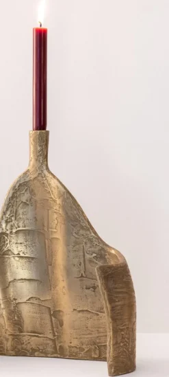 Pamono Motionless Light Double Candelabrum in Brass Resin by Atelier Ellery><noscript><img width=