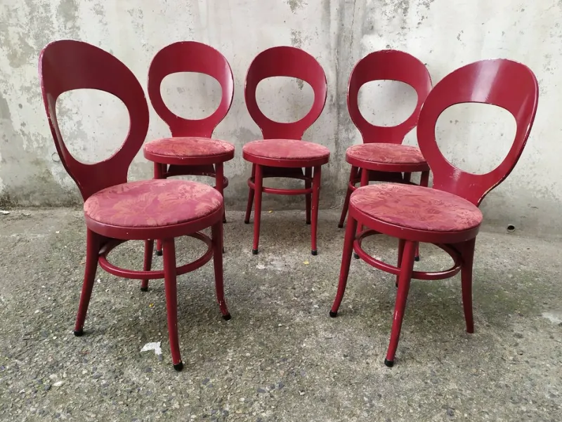 New Pamono Mouettes Bistro Chairs from Baumann, 1960s, Set of 5