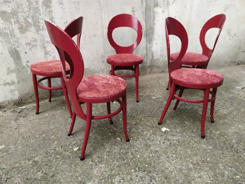 New Pamono Mouettes Bistro Chairs from Baumann, 1960s, Set of 5
