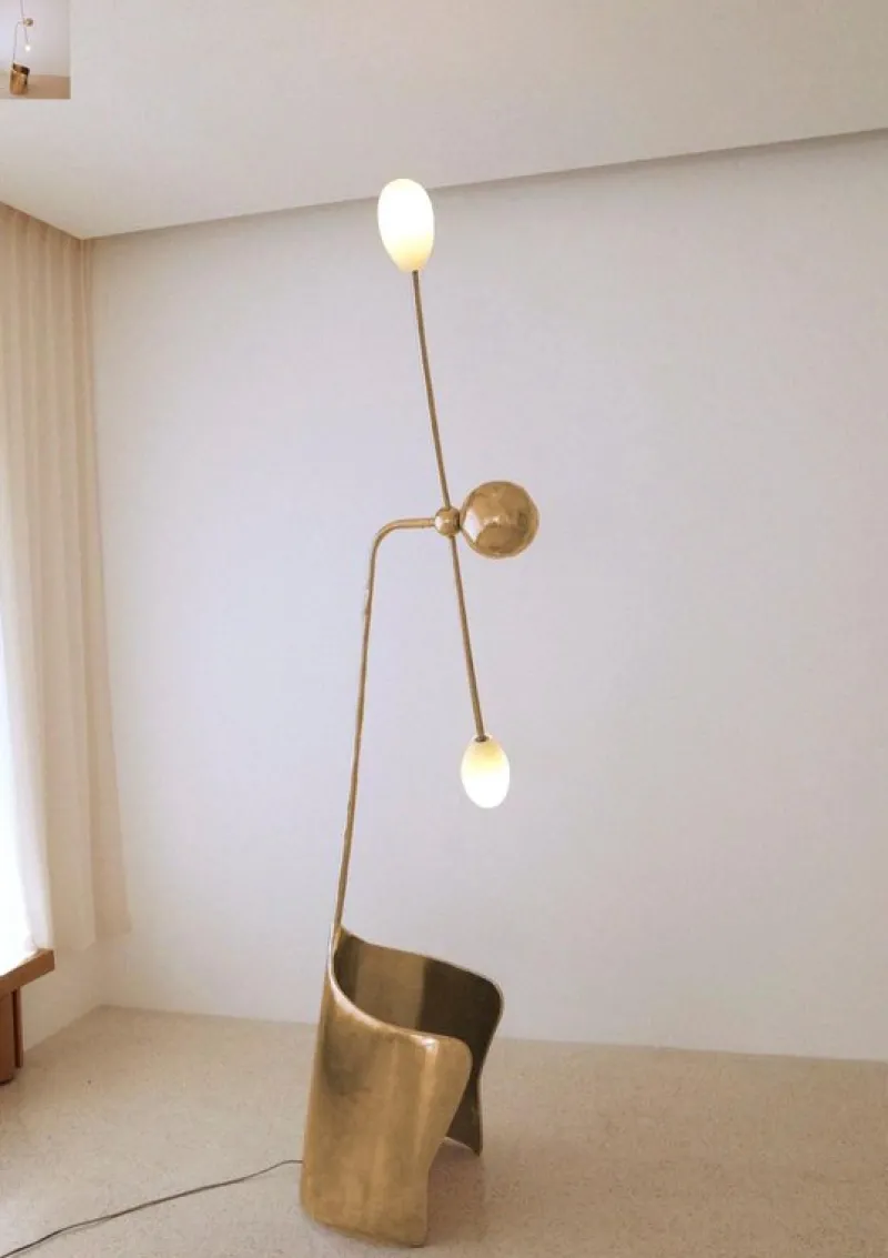 Pamono Moulin Floor Lamp in Brass and Hand-Blown Glass by Atelier Ellery> Floor Lamps