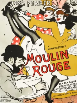 Sale Pamono Moulin Rouge Original Vintage Movie Poster by Maggi Baaring, Danish, 1955