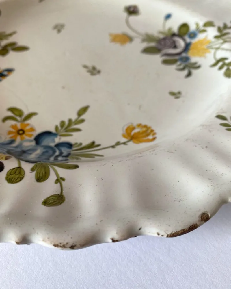 Outlet Pamono Moustiers Plate in Earthenware, 1700s