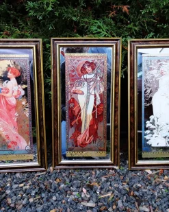 Pamono Mucha Silkscreened Wall Mirror, 1970><noscript><img width=