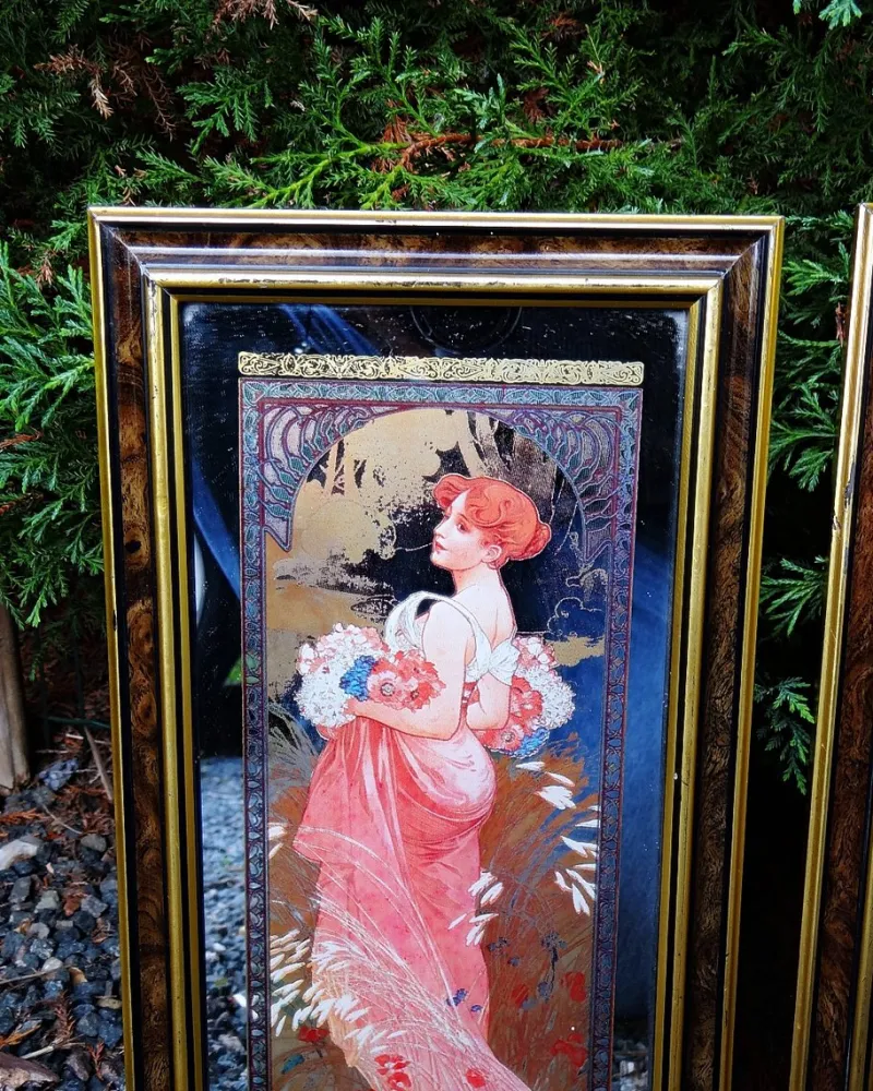 Pamono Mucha Silkscreened Wall Mirror, 1970> Mirrors