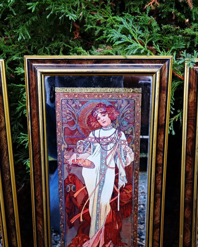 Pamono Mucha Silkscreened Wall Mirror, 1970> Mirrors