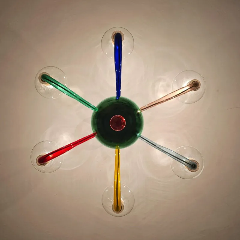 Clearance Pamono Multicolor Murano Glass Chandelier in style of Gio Ponti for Venini, Italy, 1970s