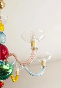 Clearance Pamono Multicolor Murano Glass Chandelier in style of Gio Ponti for Venini, Italy, 1970s