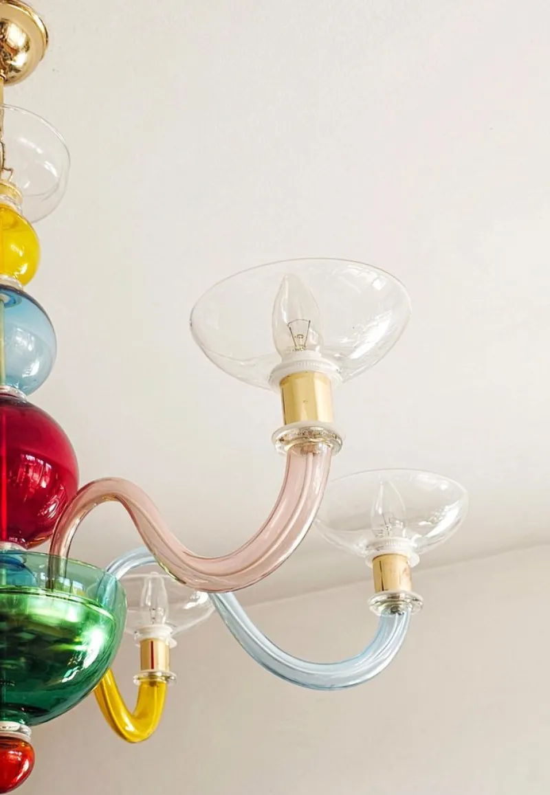 Clearance Pamono Multicolor Murano Glass Chandelier in style of Gio Ponti for Venini, Italy, 1970s