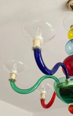 Clearance Pamono Multicolor Murano Glass Chandelier in style of Gio Ponti for Venini, Italy, 1970s