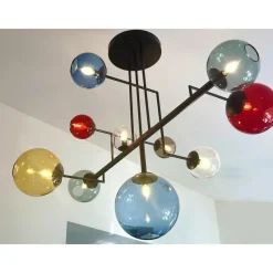 Clearance Pamono Multicolor Spheres Murano Glass Sputnik Chandelier by Simoeng