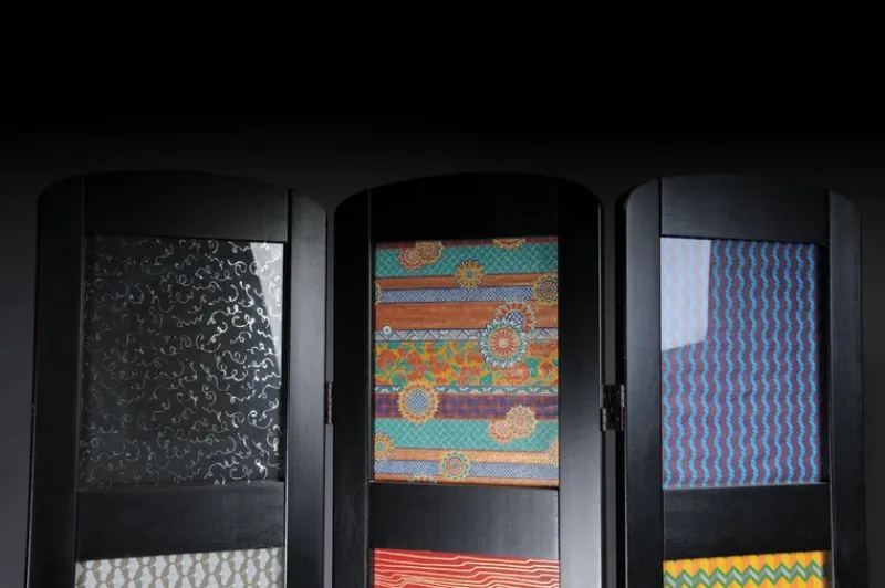 Pamono Multi-Colored Ebonized Room Divider> Room Dividers & Screens