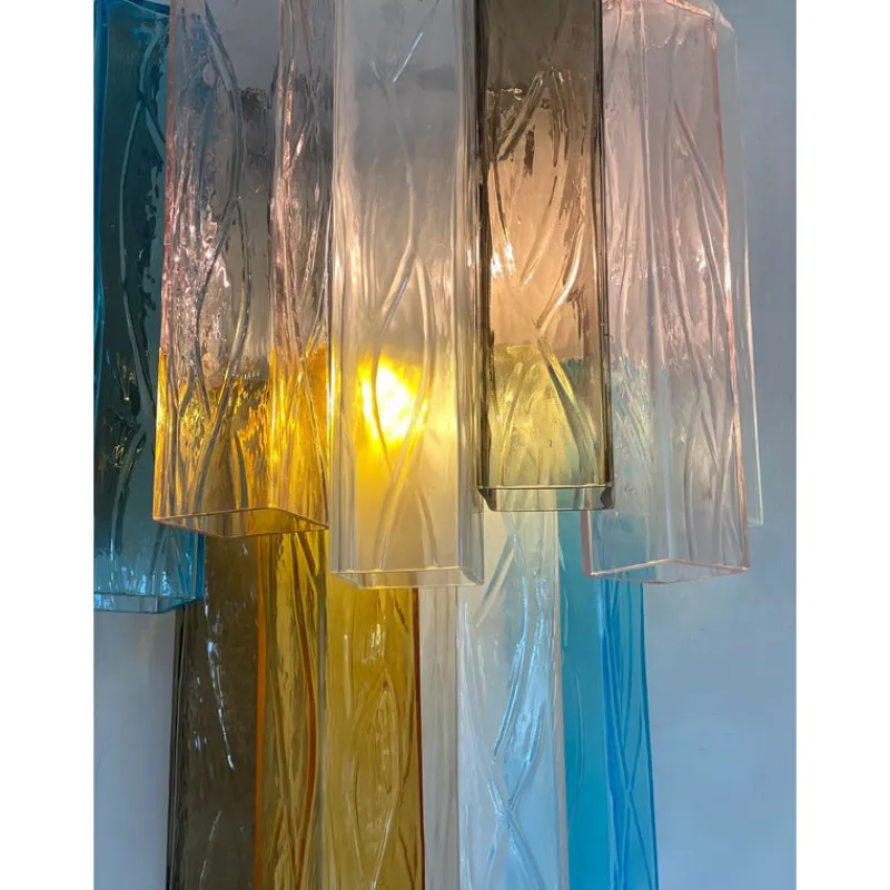 Pamono Multicolored Squared Murano Glass Wall Sconces, Set of 2, Set of 2> Wall Lights & Sconces
