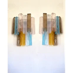 Pamono Multicolored Squared Murano Glass Wall Sconces, Set of 2, Set of 2><noscript><img width=
