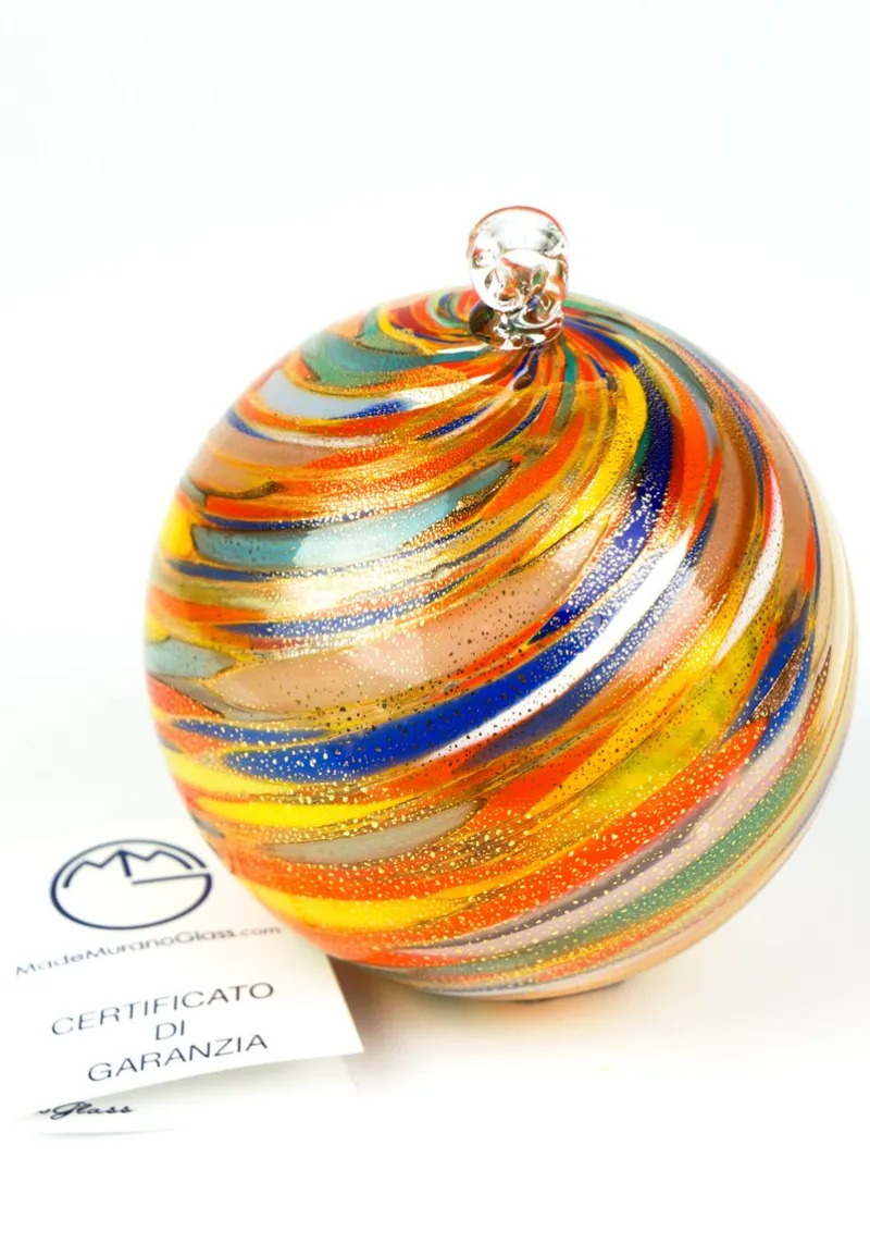 Outlet Pamono Multicolour and Gold Leaf Christmas Ball from Made Murano Glass