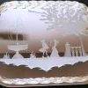 Pamono Murano Barovier Style Vanity Tray with Etched Mirror and Twisted Glass Rope> Trays