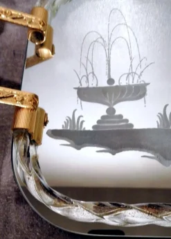 Pamono Murano Barovier Style Vanity Tray with Etched Mirror and Twisted Glass Rope><noscript><img width=