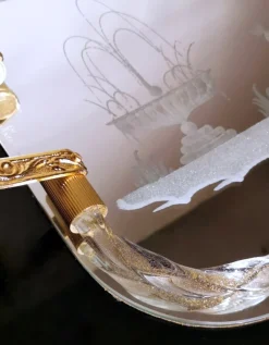 Pamono Murano Barovier Style Vanity Tray with Etched Mirror and Twisted Glass Rope><noscript><img width=