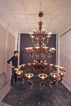 Pamono Murano Chandelier by Atelier Iskra for Ribes the Art of Glass><noscript><img width=