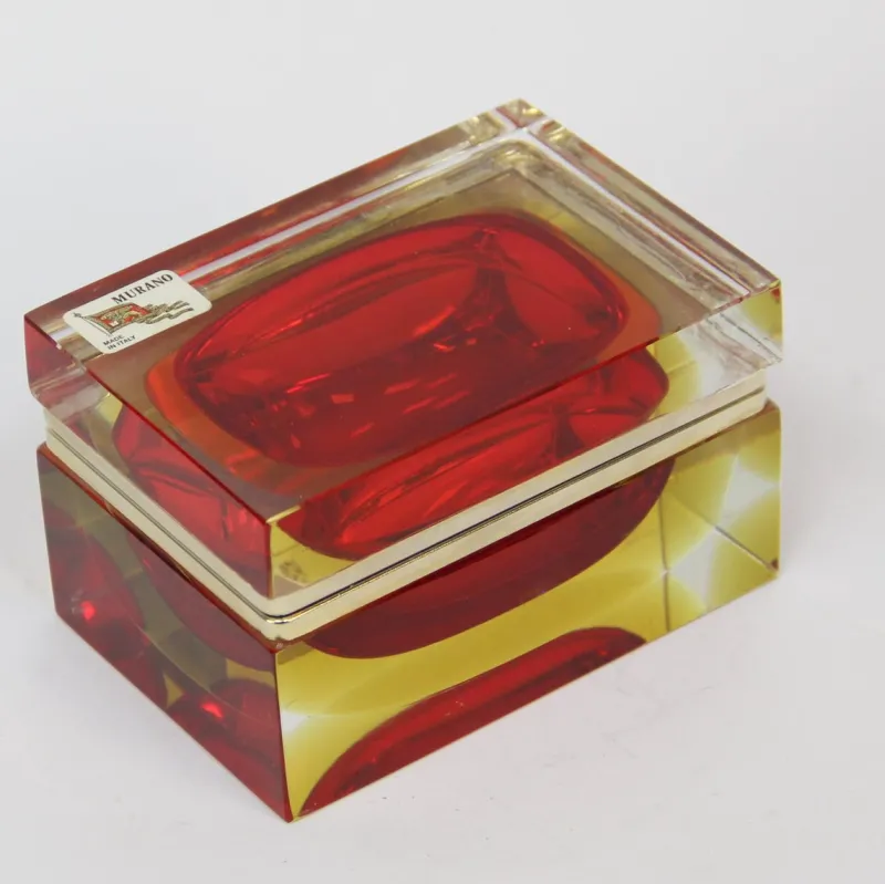 Pamono Murano Glass Box by Alessandro Mandruzzato, 1970s> Trunks Crates & Baskets