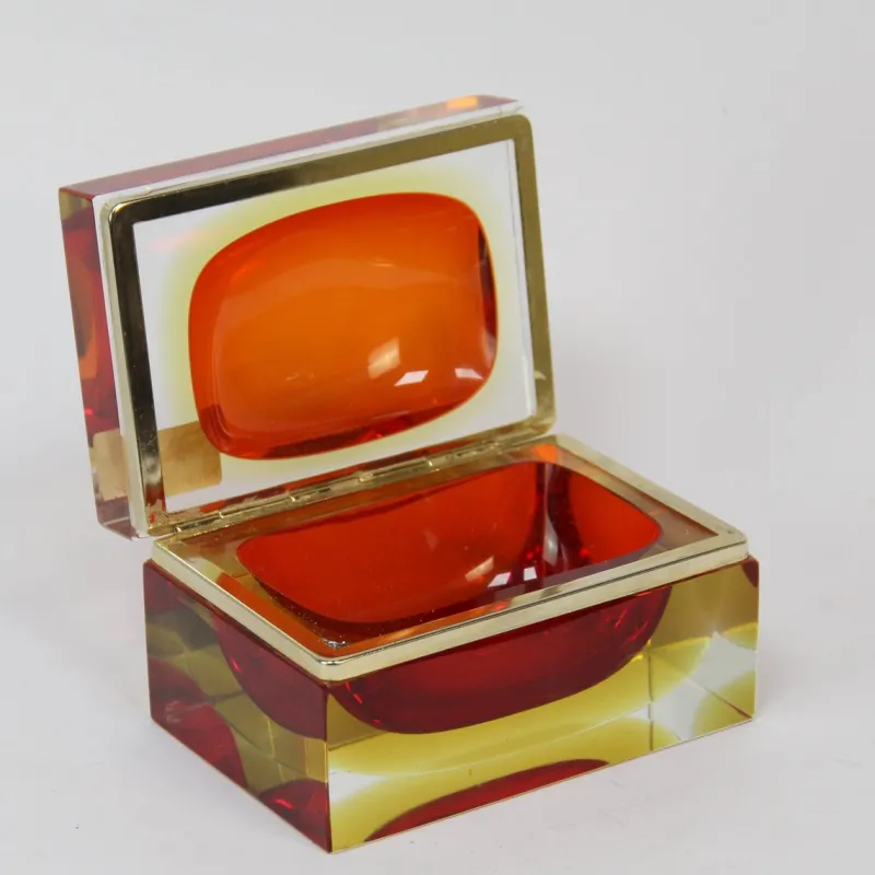 Pamono Murano Glass Box by Alessandro Mandruzzato, 1970s> Trunks Crates & Baskets