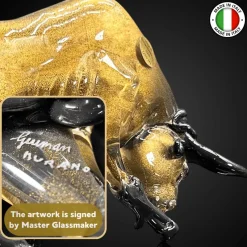 Pamono Murano Glass Bull with 24k Gold Aurum by Venice Mastery><noscript><img width=