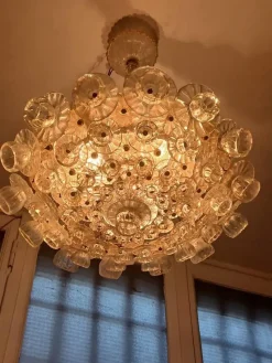 Pamono Murano Glass Chandelier attributed to Ercole Barovier, 1930s><noscript><img width=