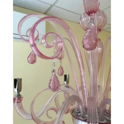 Pamono Murano Glass Chandelier in Pink by Simoeng> Ceiling Lights