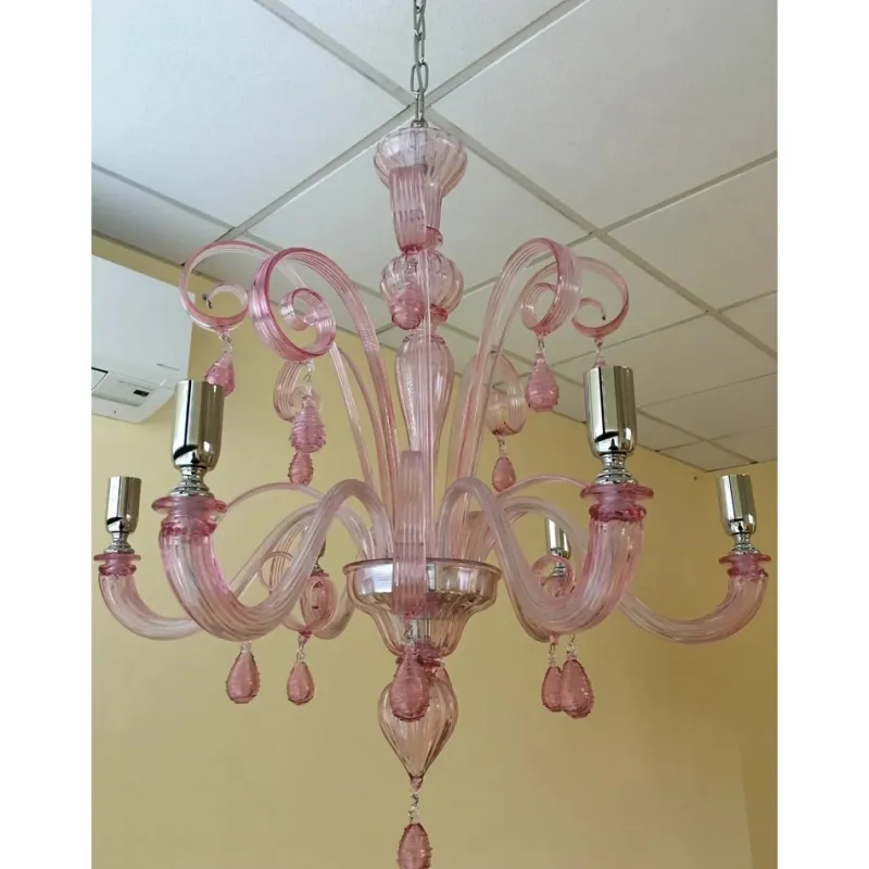 Pamono Murano Glass Chandelier in Pink by Simoeng> Ceiling Lights