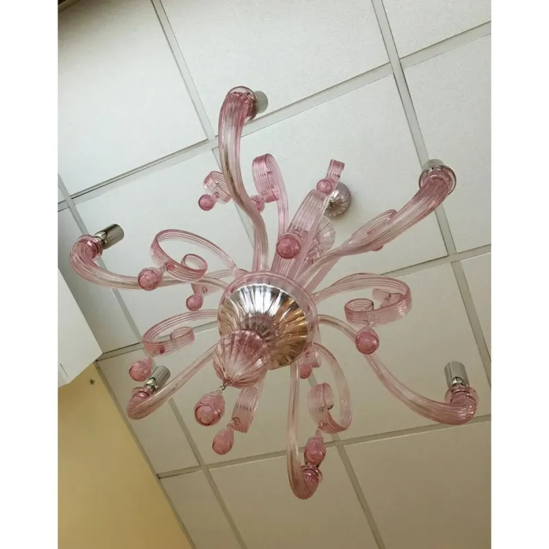 Pamono Murano Glass Chandelier in Pink by Simoeng> Ceiling Lights