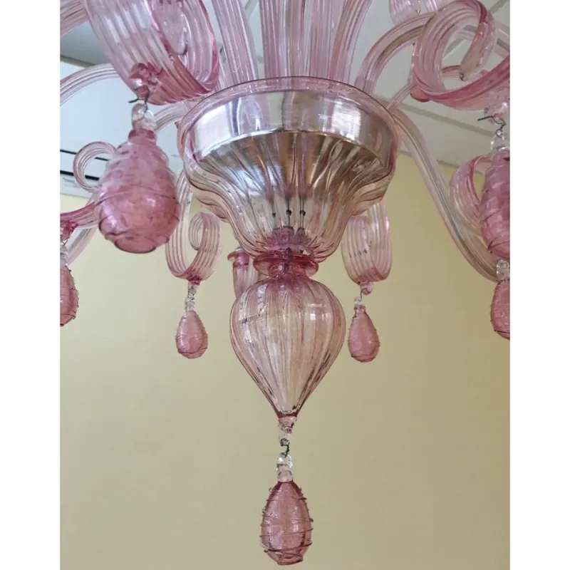 Pamono Murano Glass Chandelier in Pink by Simoeng> Ceiling Lights