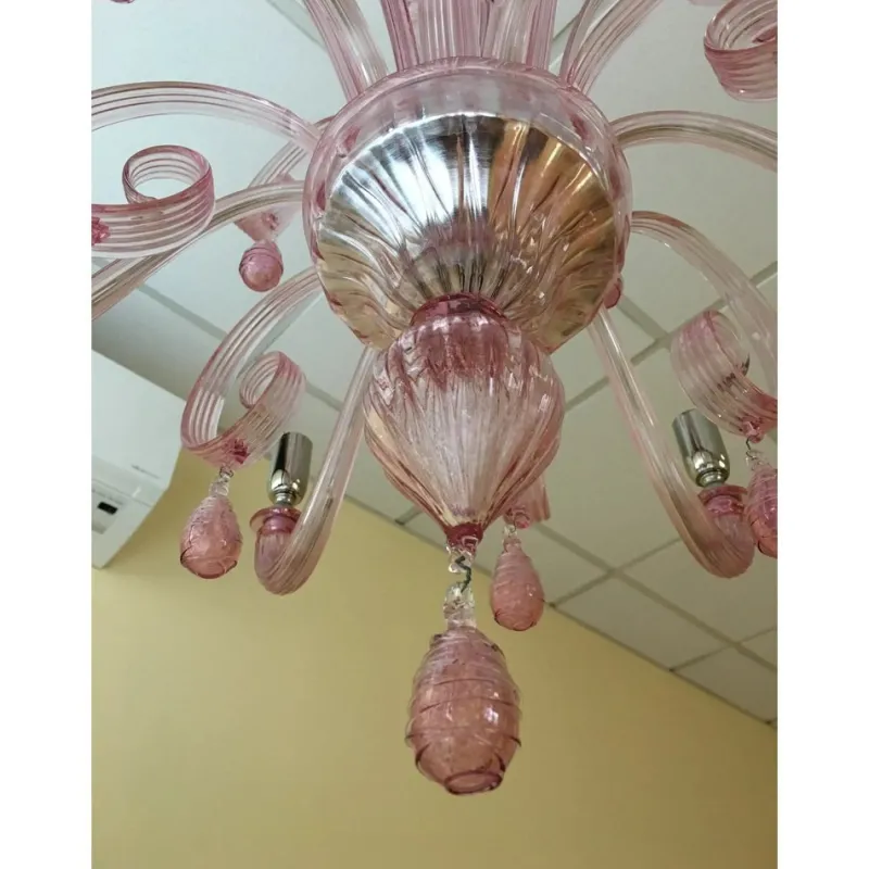 Pamono Murano Glass Chandelier in Pink by Simoeng> Ceiling Lights