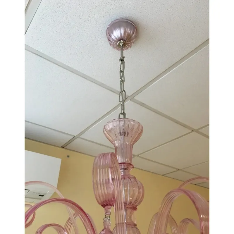 Pamono Murano Glass Chandelier in Pink by Simoeng> Ceiling Lights