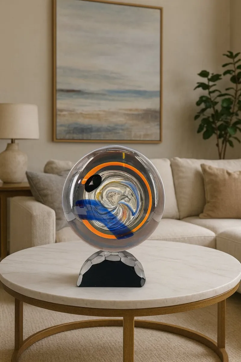 Clearance Pamono Murano Glass Disc Sculpture by 1295 Murano