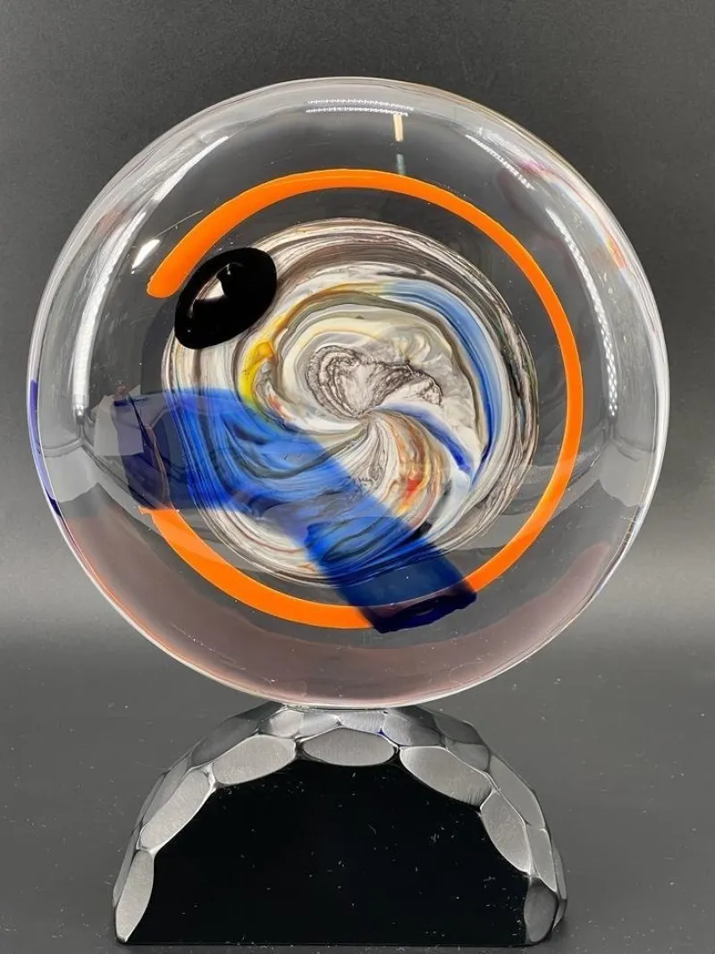 Clearance Pamono Murano Glass Disc Sculpture by 1295 Murano