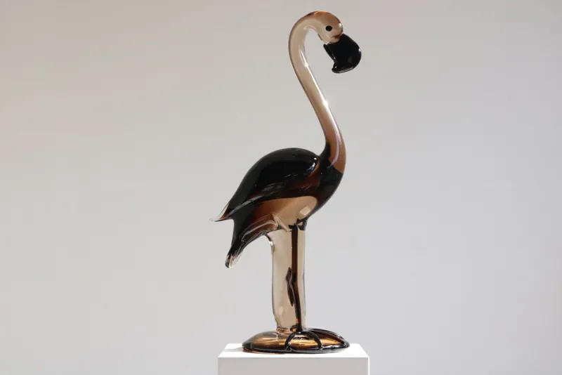 New Pamono Murano Glass Flamingo Sculpture by Franco Bottaro, 1960s