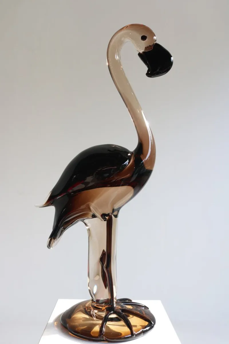 New Pamono Murano Glass Flamingo Sculpture by Franco Bottaro, 1960s
