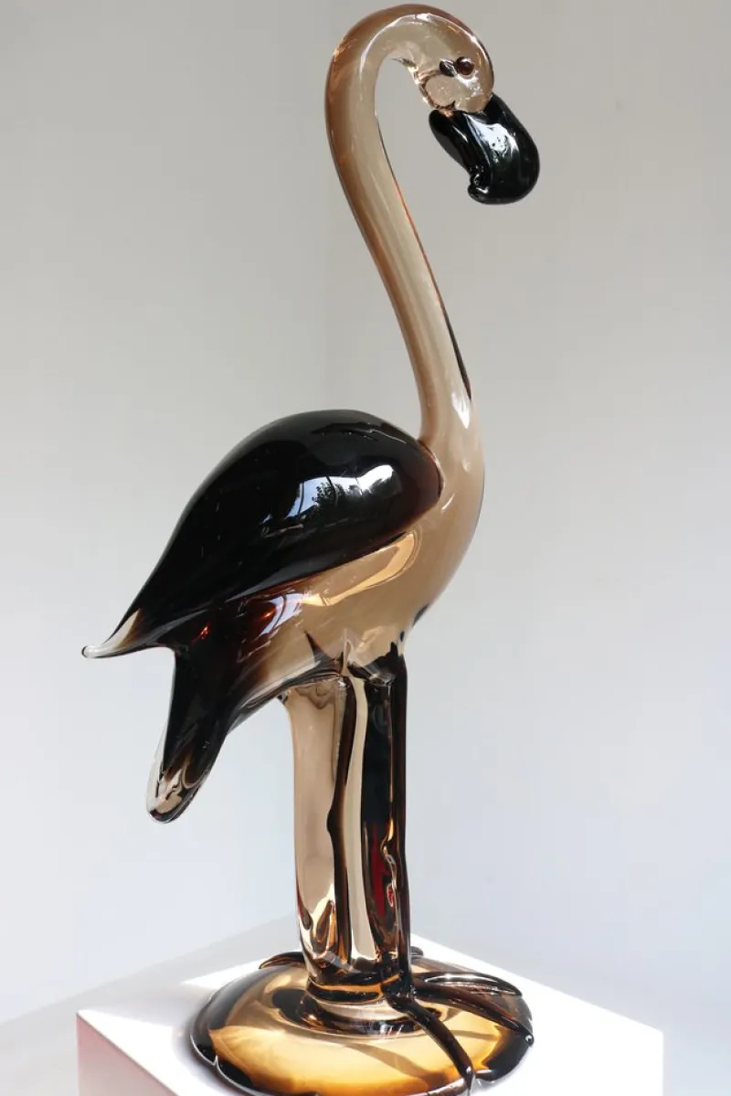 New Pamono Murano Glass Flamingo Sculpture by Franco Bottaro, 1960s