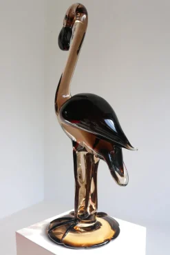 New Pamono Murano Glass Flamingo Sculpture by Franco Bottaro, 1960s