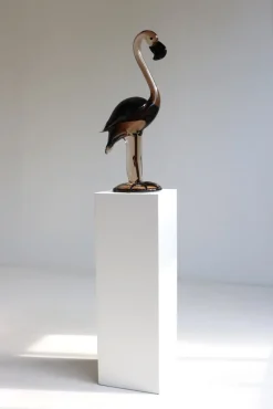 New Pamono Murano Glass Flamingo Sculpture by Franco Bottaro, 1960s